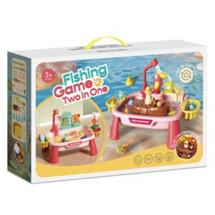 [티케이샵] 2in1 낚시 주방놀이 역할놀이 장난감, 옐로우, 1개