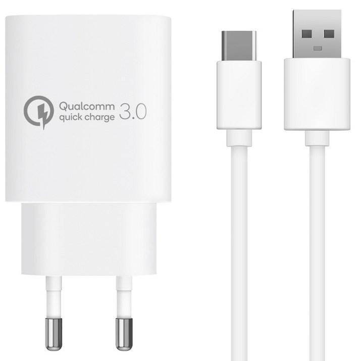 홈플래닛 퀄컴 공식인증 QC 3.0 18W 고속충전기 C타입 케이블 1.2m 세트, 화이트, 1세트 홈플래닛 퀄컴 공식인증 QC 3.0 18W 고속충전기 C타입 케이블 1.2m 세트, 화이트, 1세트