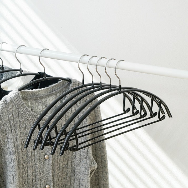 샤바스 논슬립 어깨뿔방지 옷걸이, 블랙, 100개