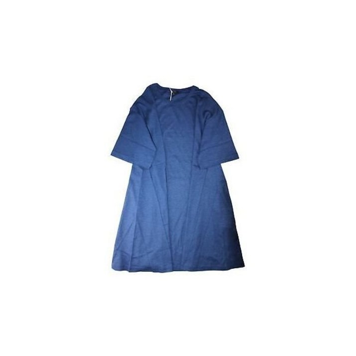 코스원피스 Cos Womens 425337 Cotton Relaxed Fit Short Sleeve Casual Dress, Blue, Size Large