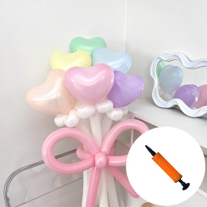 DIY 하트 풍선 마카롱 믹스 꽃다발 + 손펌프 by파티아일랜드