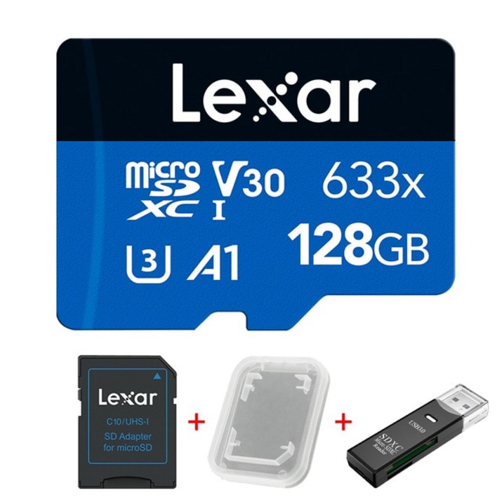 Lexar sd 카드  Micro SD 메모리 633X 플래시 128GB 256GB 64GB 32GB SDXC 4K 클래스 10 자동차 카메라전