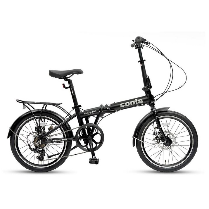 소니아 투데이100 알루미늄 고급 접이식 디스크브레이크 미니벨로 자전거 150cm, 블랙