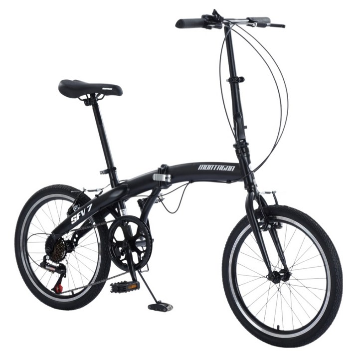 몬타그나 7단 접이식 미니벨로 자전거 SFV7, 블랙, 1개, 153cm