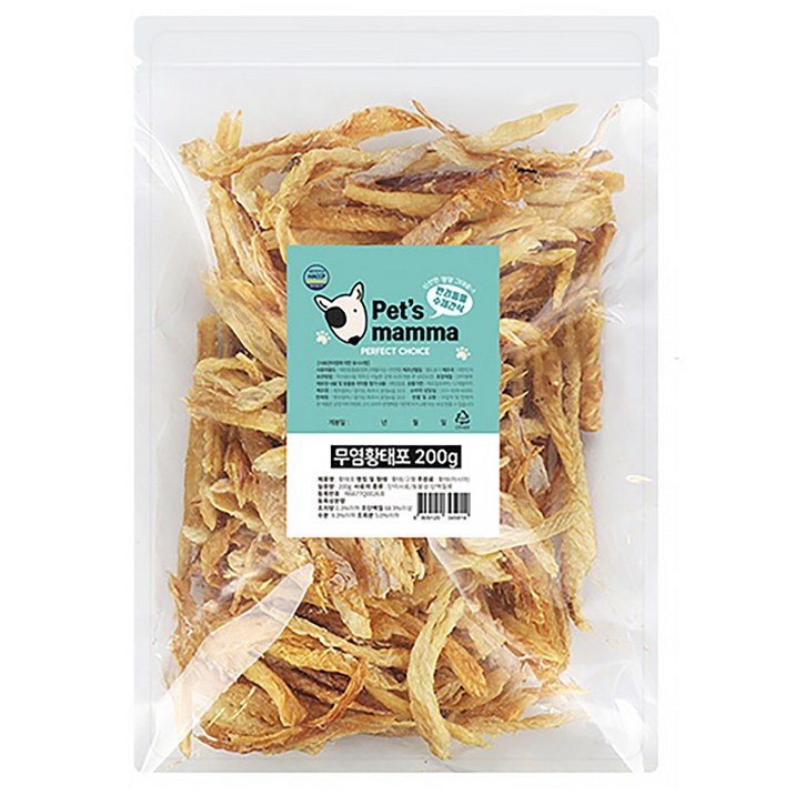 펫츠맘마 국내산 강아지 수제간식 200g, 무염황태포, 200g, 1개
