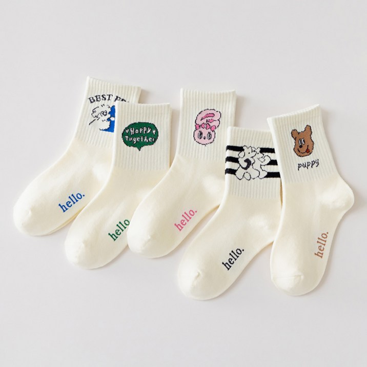 꼼제 주니어 아동용 SF프리드 양말 5종 세트