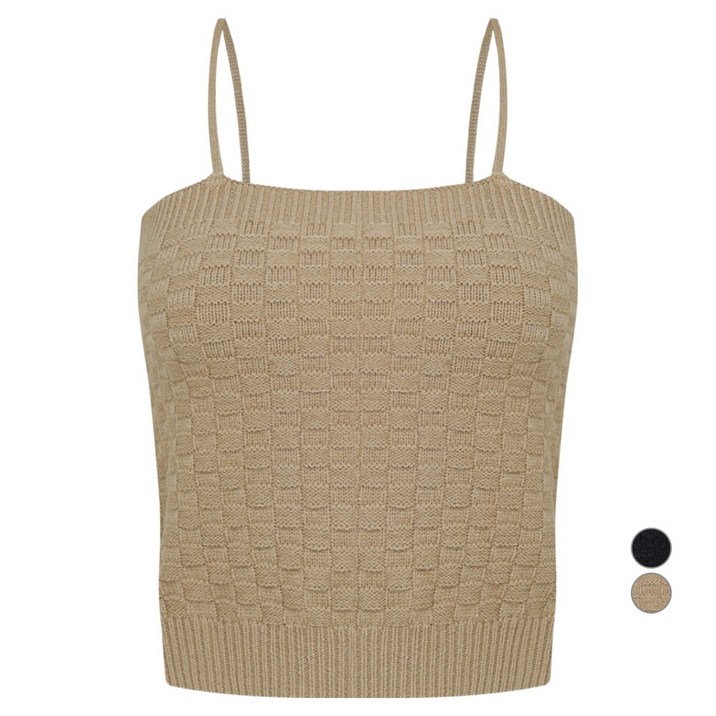 케네스레이디 여성용 스퀘어 짜임 슬리브리스 탑