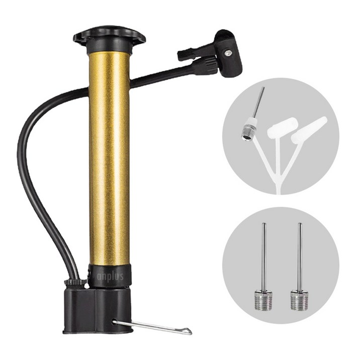 앙플러스 스포츠 캠핑 다용도 에어펌프, 블랙 + 황금색, 1개