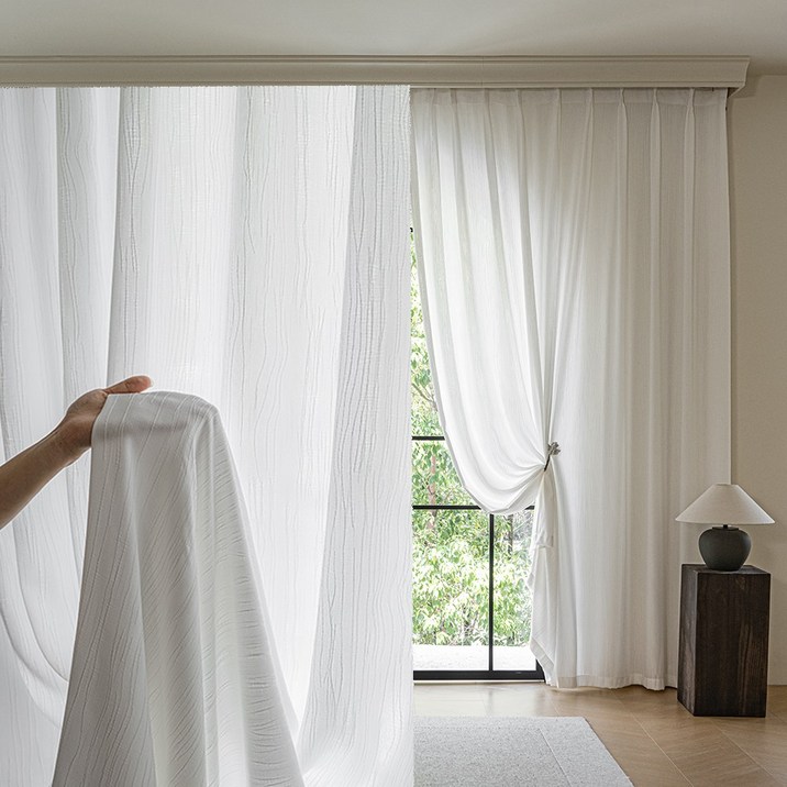 스트라이프 단열 비침없는 두꺼운 쉬폰 차광 커튼