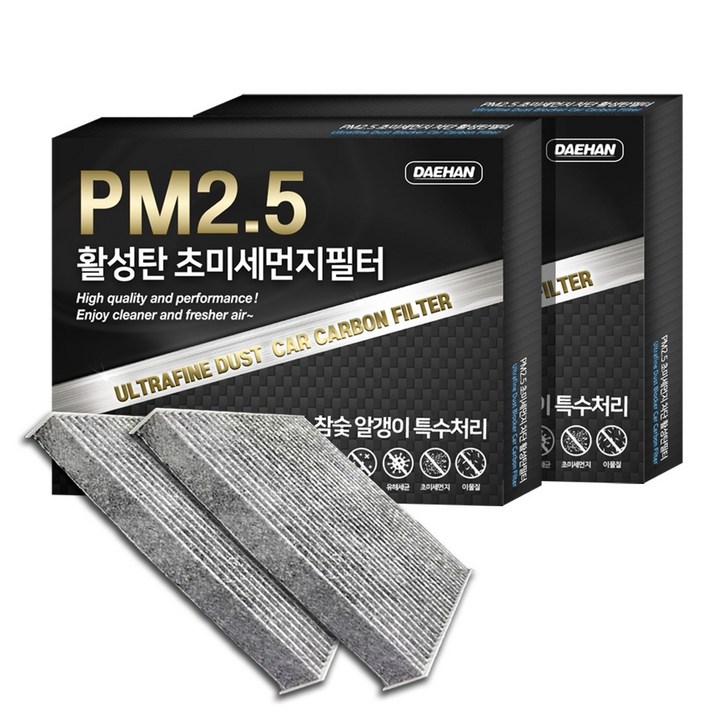 대한 PM2.5 고효율 활성탄 자동차 에어컨필터 2개입, 2개입, LF소나타- PC105