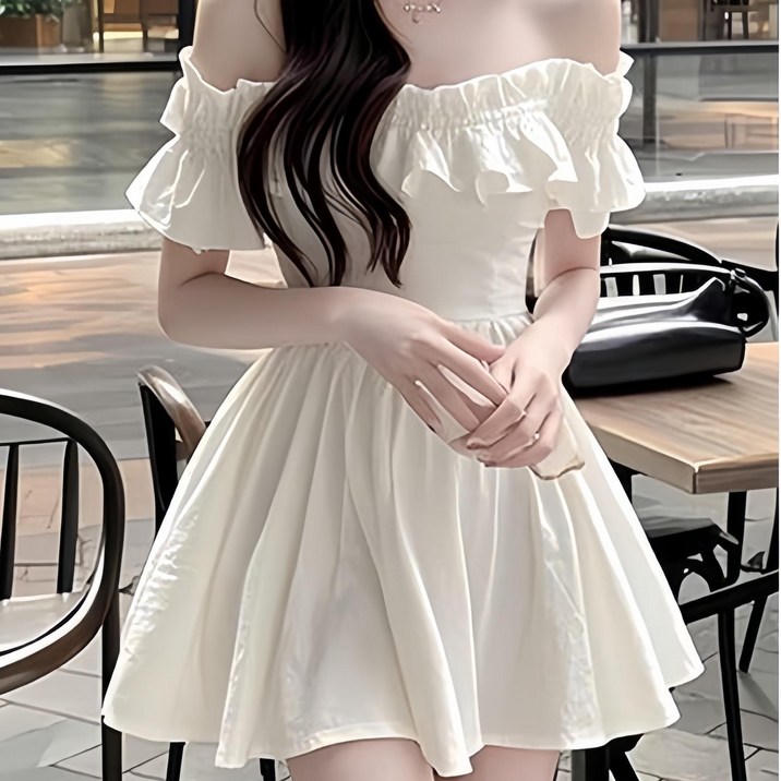 투니스 여성 오프숄더 반소매 원피스