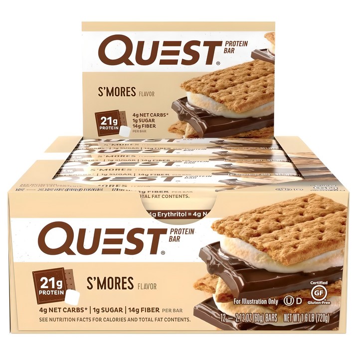 퀘스트뉴트리션 프로틴 바 스모어, 60g, 12개