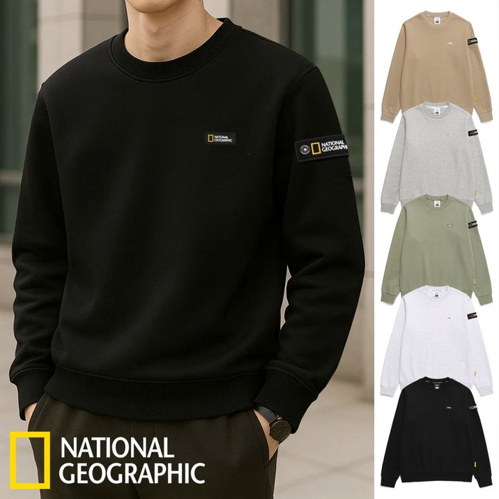 내셔널지오그래픽 맨투맨 남성 여성 긴팔티 기모 티셔츠 + 양말증정