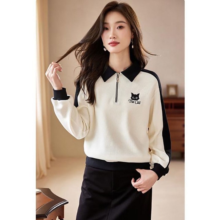 지고다그 여성 카라 반집업 맨투맨 캐주얼 상의 SX72357