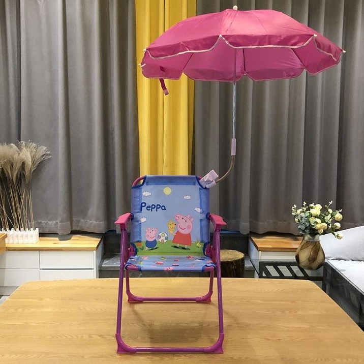 씨와이씨 어린이전용 파라솔의자세트 캐릭터 접이식 캠핑의자 우산 비치의자 세트, 피그의자세트