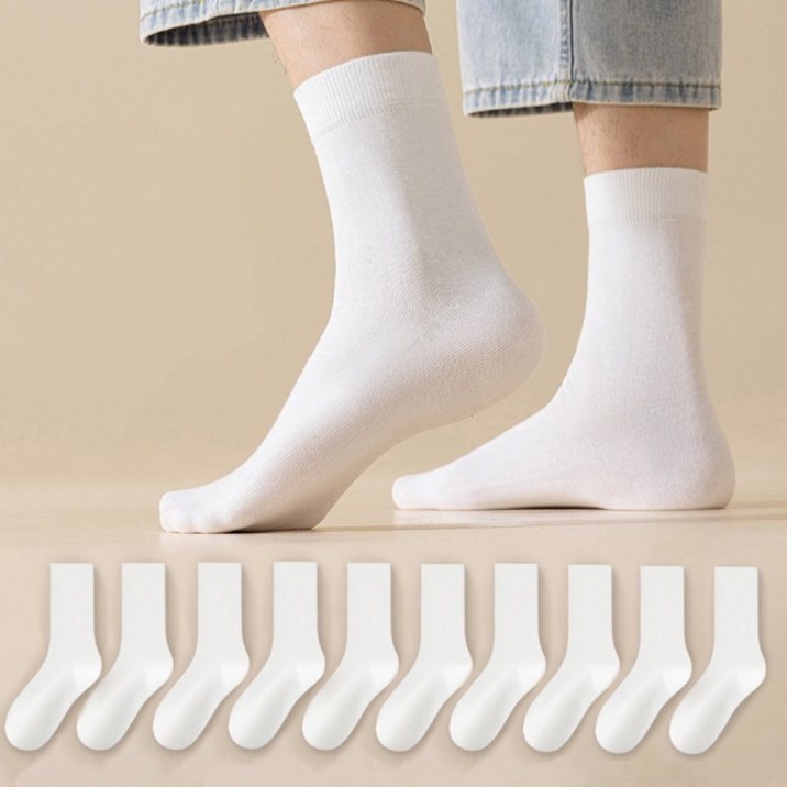 남성 여성 남여공용 땀흡수 냄새 방지 통기성 순면 무지 중목 양말 10켤레