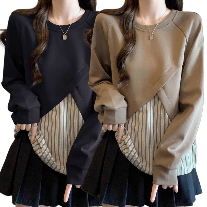 1+1 여성티셔츠 셔츠 긴팔티 블라우스 맨투맨 티 데일리 캐주얼 FBH4587 44