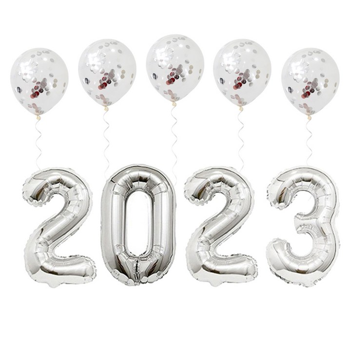 2023 해피뉴이어 새해 신년해 은박풍선 + 컨페티풍선 세트