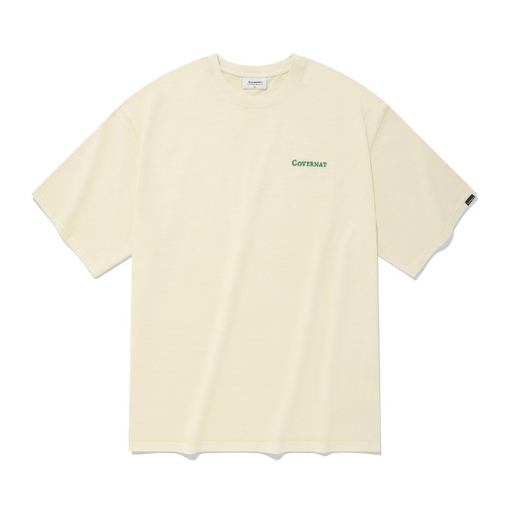 [커버낫 본사]피그먼트 스몰 어센틱 로고 티셔츠 크림
