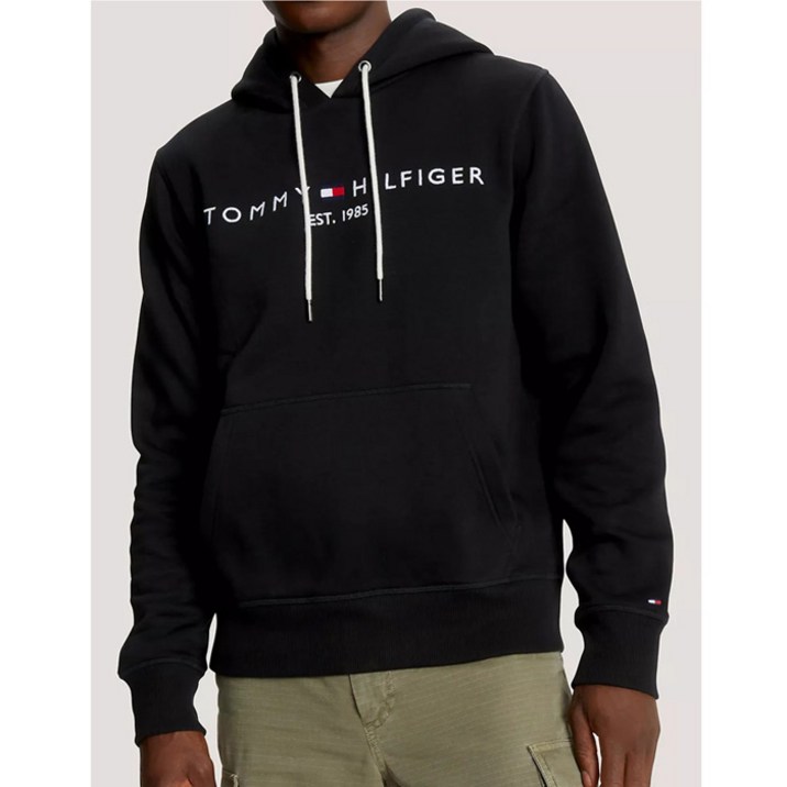 타미힐피거 남성 Tommy 로고 후드티 Black