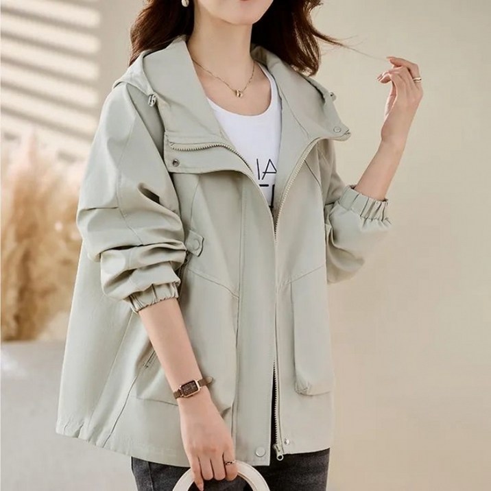 COSYEVNO 여성 트렌치코트 가을 빅사이즈 루즈핏 패션 캐주얼 긴팔 쇼트 재킷 lyjfy05