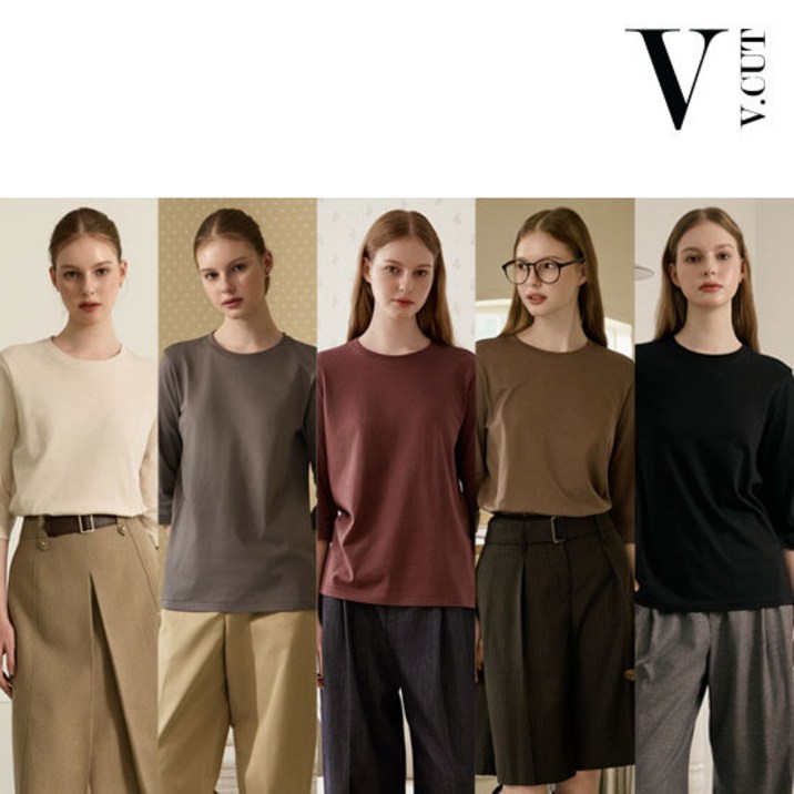 [BEST]브이컷 튜블러 7부 티셔츠 5종