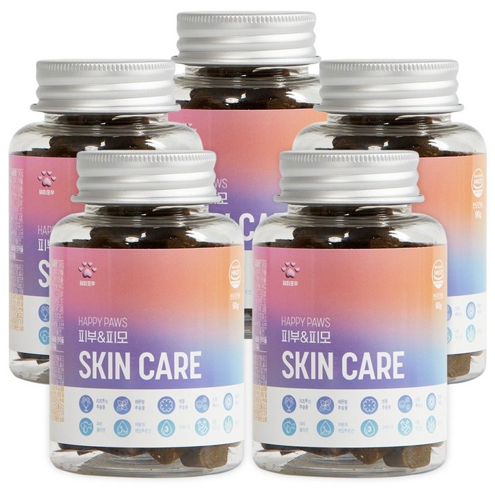 해피포우 강아지 피부 영양제, 5개, 피부/피모, 90정