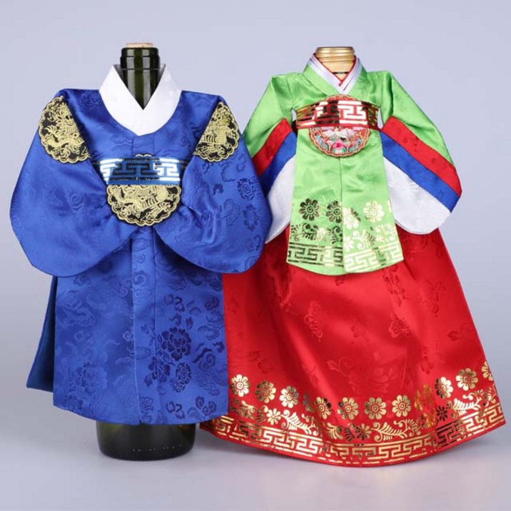 남녀커플 한복 와인커버 세트