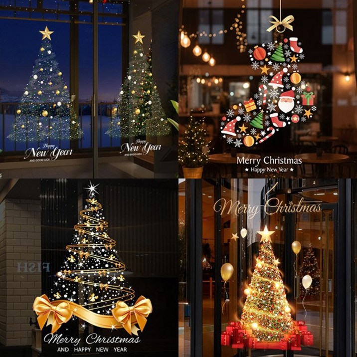 정전기 트리 스티커 크리스마스 창문 시트지 유리창 윈도우 붙이는 꾸미기 장식 대형 소형