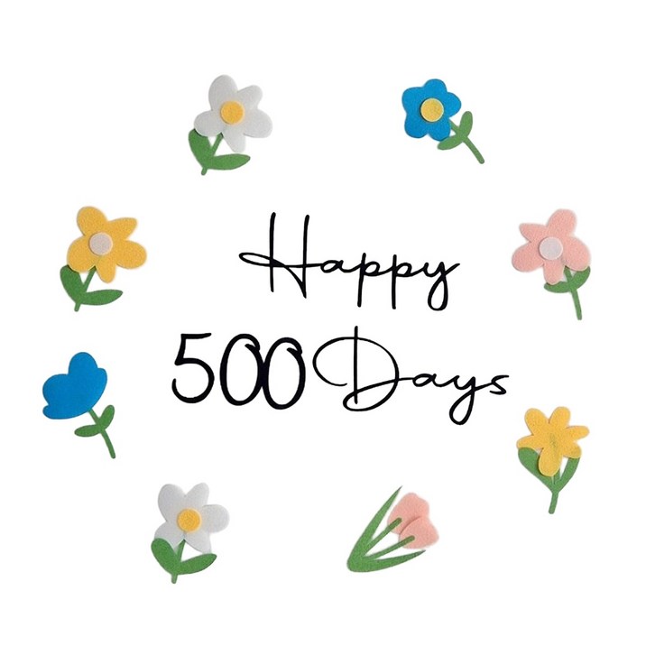 레몬스튜디오 아기 셀프촬영소품 펠트숫자 세트 기념일 촬영 성장사진, 1세트, 500일