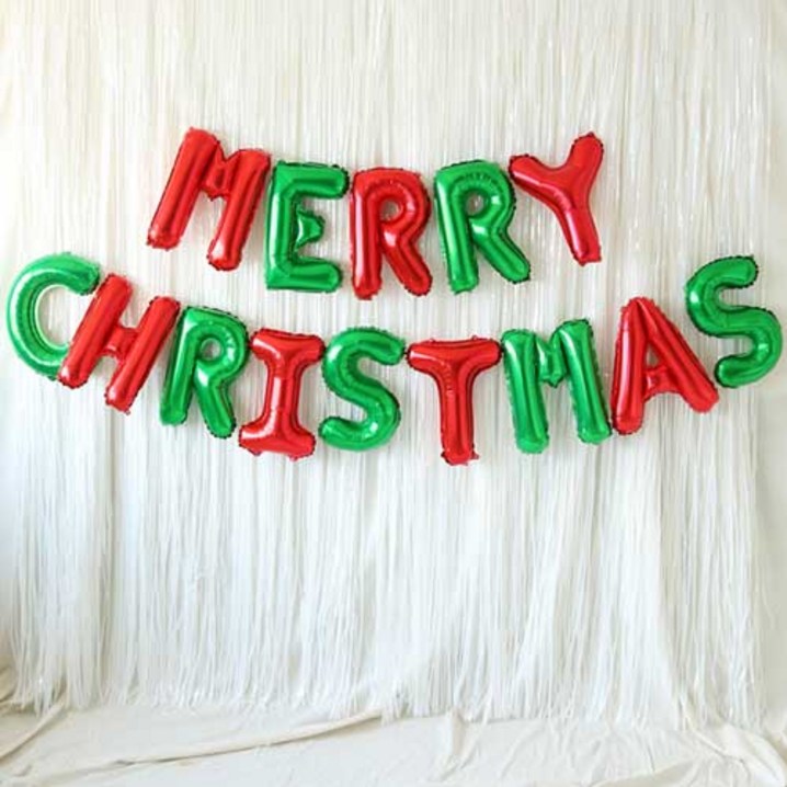MERRY CHRISTMAS 은박풍선 커튼 세트 MERRY CHRISTMAS 은박풍선 커튼 세트