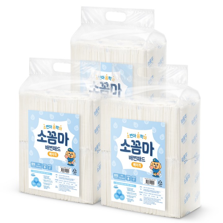 소꼼마 강아지 소변아 꼼짝마 냄새잠금 배변패드 베이직, 100개입, 3개
