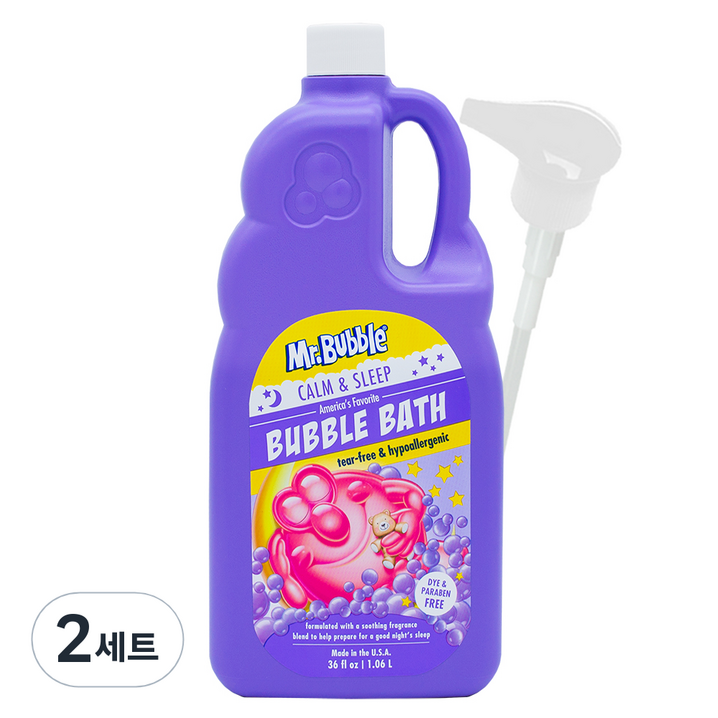 미스터버블 유아용 캄 앤 슬립 버블 바스 라벤더향  펌프, 1.06L, 2세트