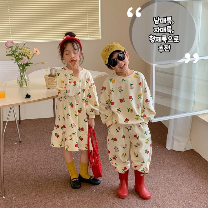 해피팡팡 키즈 봄신상 원피스 상하복 커플룩, 쥬리 플라워 남매룩상하복원피스 해피팡팡 키즈 봄신상 원피스 상하복 커플룩, 쥬리 플라워 남매룩상하복원피스