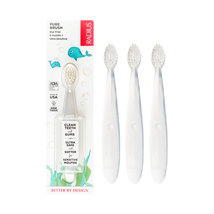 래디어스 퓨어베이비 유아칫솔, 단일 색상, 1개입, 3개 래디어스 퓨어베이비 유아칫솔, 단일 색상, 1개입, 3개