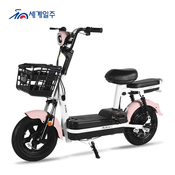 세계일주 성인 전기 자전거 48V 12A 30-40km 주행가능거리 여성용 전기자전거 CK22, 핑크 1