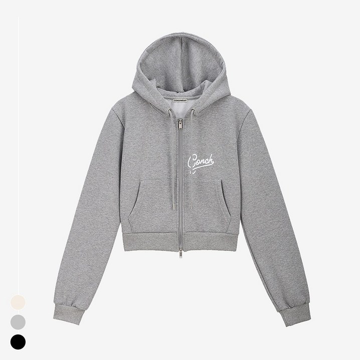 콘치웨어 로고 기모 후드 집업 3colors 필라테스 요가