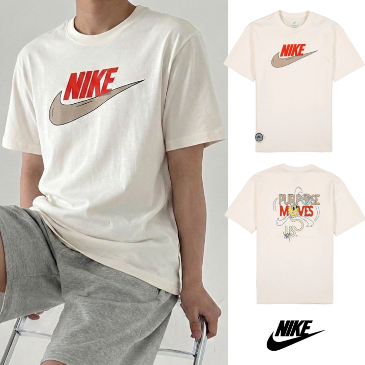 당일발송 나이키 NIKE 남녀공용 반팔티 반팔 티셔츠 프린팅 로고 오버핏 숏슬리브