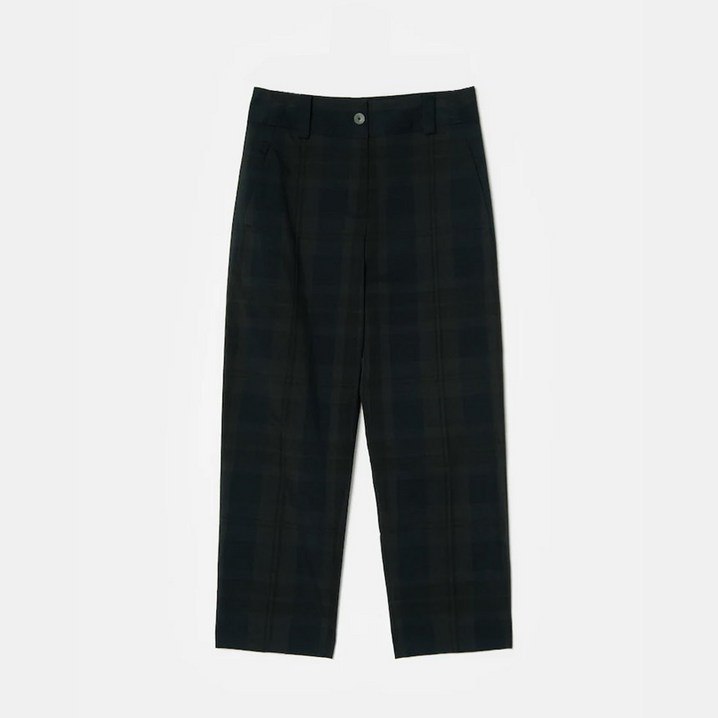 BEANPOLE 빈폴 레이디스 네이비 체크 맘핏 O실루엣 배기 팬츠 BF0821U33R