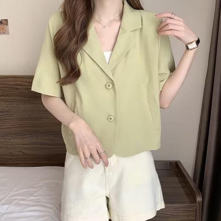 여성 여름 얇은 정장 반팔 자켓, 4color