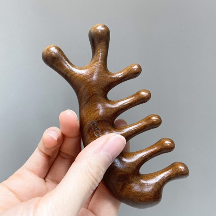 에끌라두 골든 샌달우드 괄사 마사지 툴 바디 페이스 경락, 1개, 단일색상