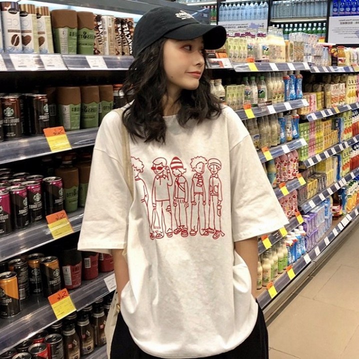 에심플 여자 반팔 오버핏 루즈핏 피플 티셔츠 에심플 여자 반팔 오버핏 루즈핏 피플 티셔츠