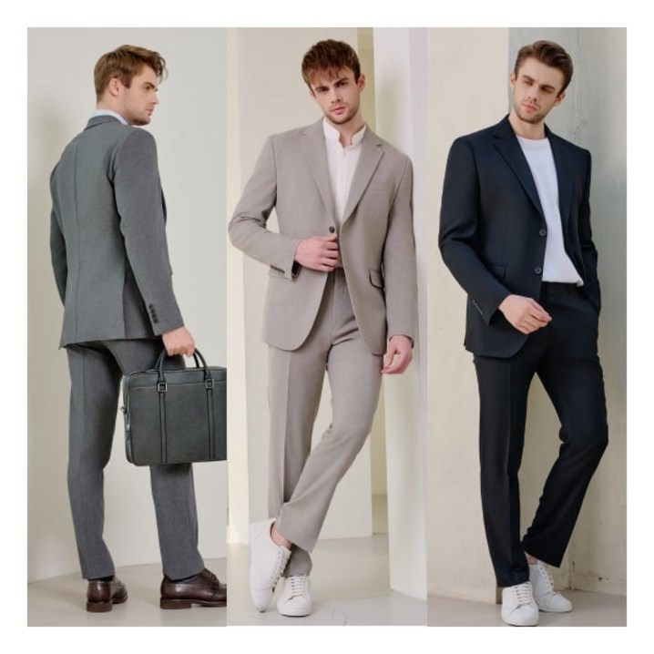 워모LUOMO 워모 24SS 남성 울 스트레치 수트 2세트 자켓 2종팬츠 2종