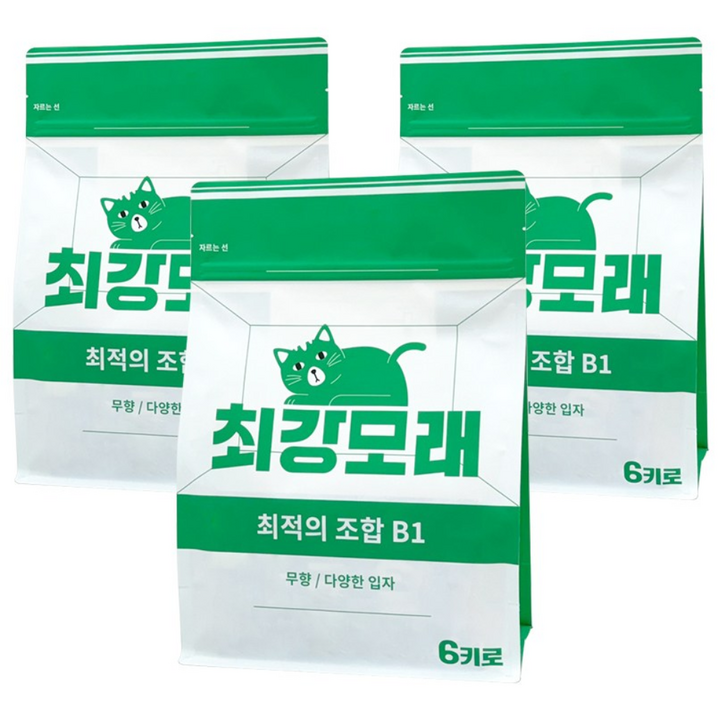 21 최강모래 최적의 조합 B1 6kgx3, 고양이모래 와이오밍 벤토나이트모래, 3개, 6L, 무향 21 최강모래 최적의 조합 B1 6kgx3, 고양이모래 와이오밍 벤토나이트모래, 3개, 6L, 무향