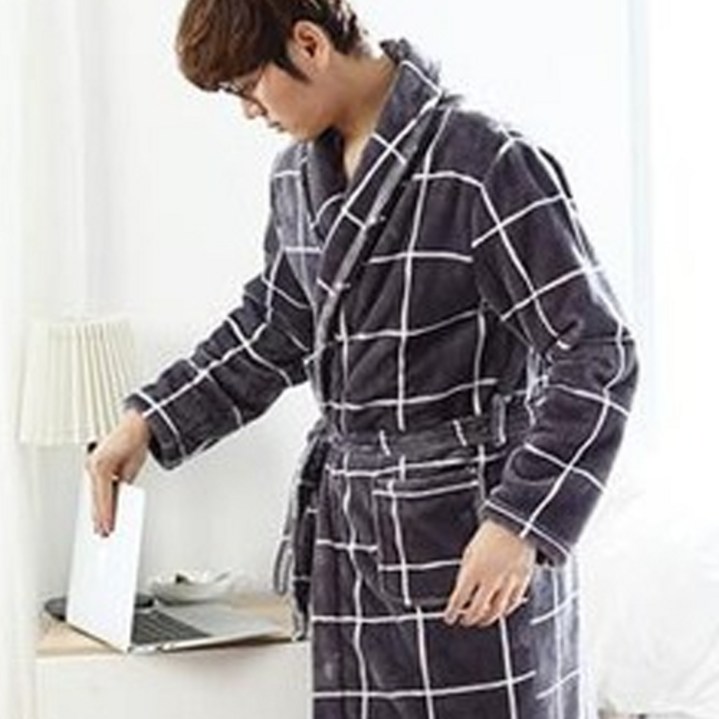 남성용 포그니 샤워가운, 그레이 체크, 1개 남성용 포그니 샤워가운, 그레이 체크, 1개