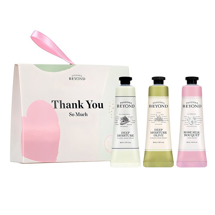 비욘드 클래식 핸드크림 3종 기프트 세트 딥 모이스처 + 딥 모이스처 올리브 + 로즈 실크 부케