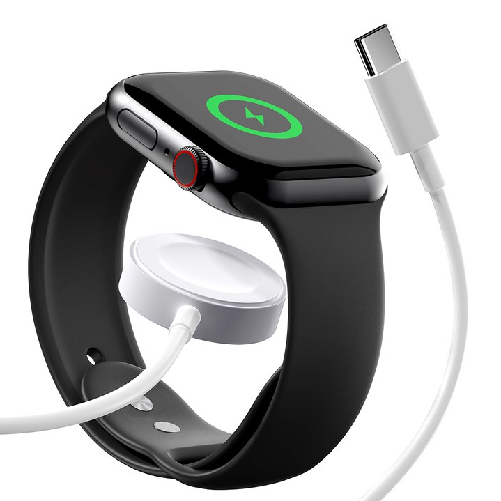 구스페리 애플워치 호환 무선 충전기 C타입 충전케이블 충전독, 화이트, 1개