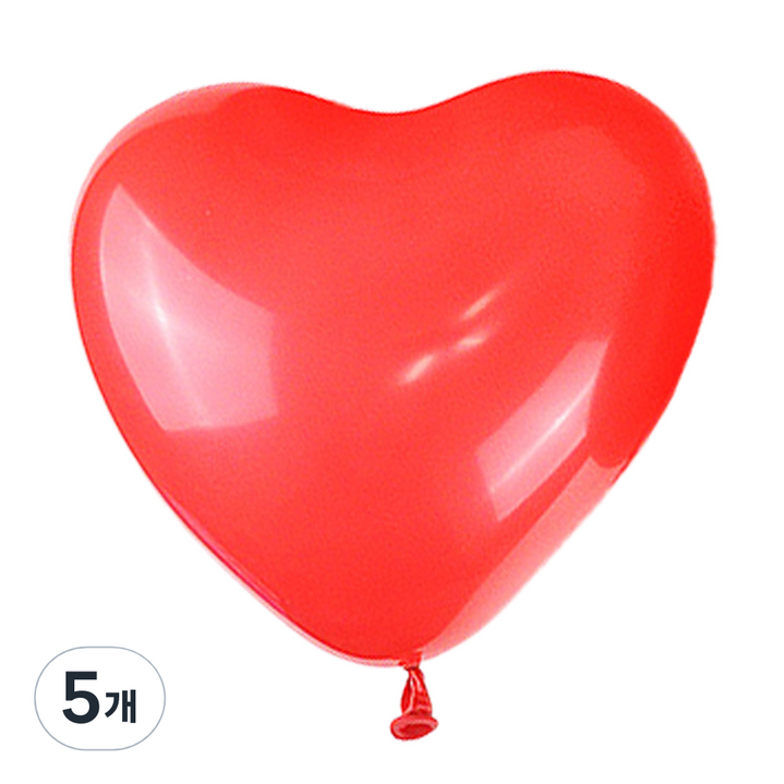 파티쇼 하트모양 풍선 스탠다드 15cm 100p, 레드, 5개