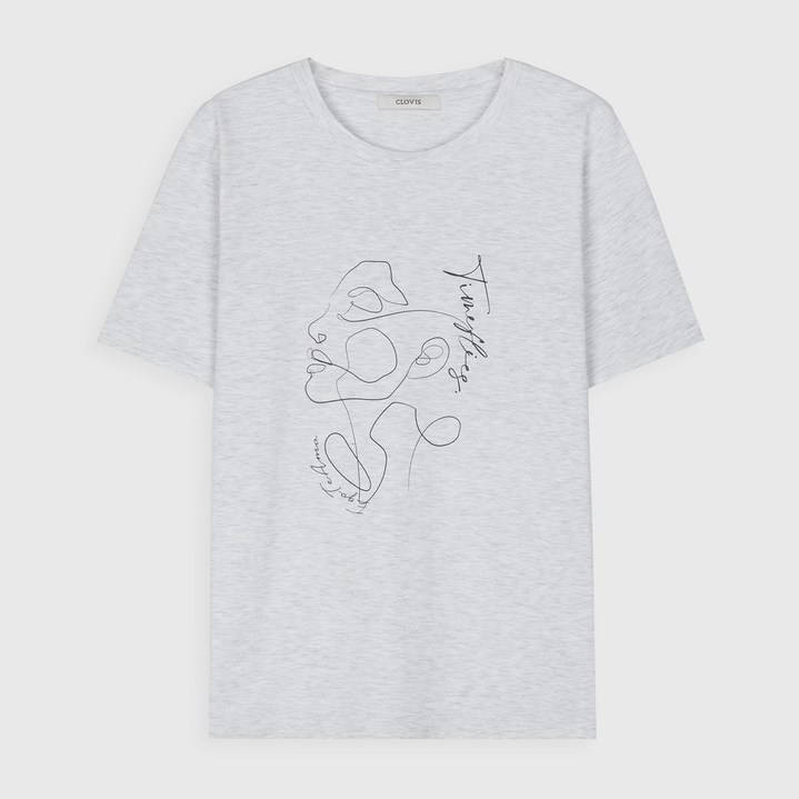 클라비스 여성용 드로잉 세미루즈핏 티셔츠