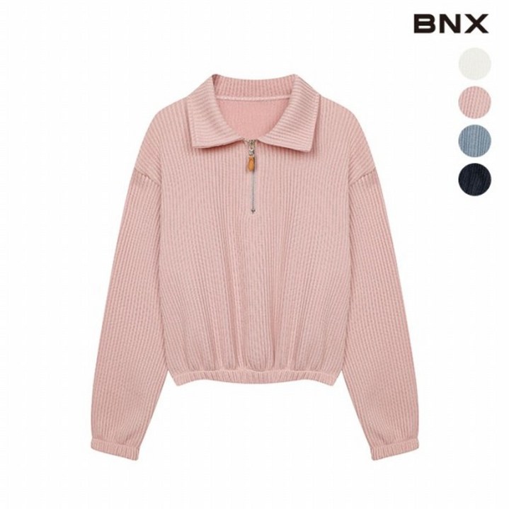 BNX 여성 반집업 카라 루즈핏 티셔츠